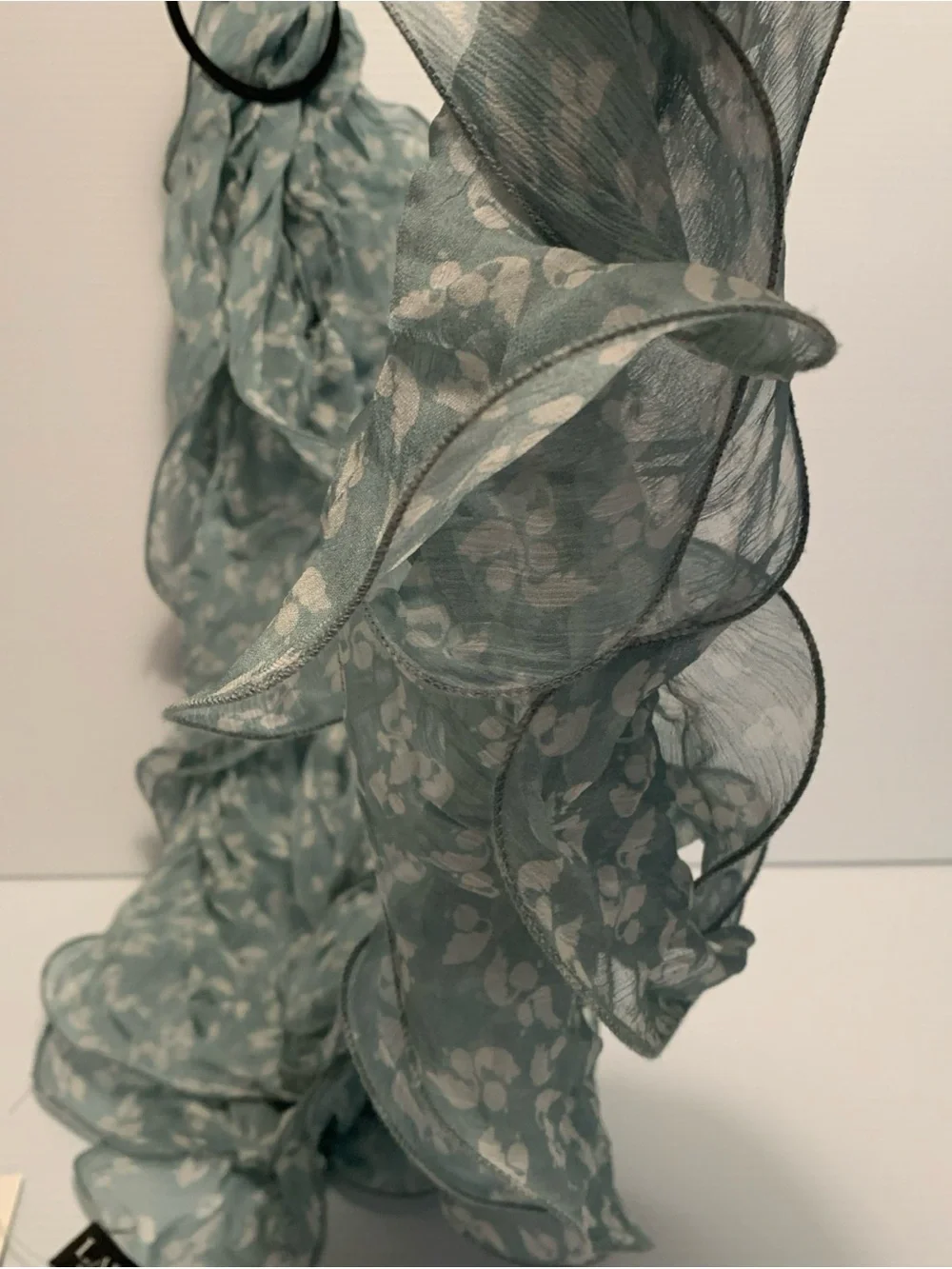 NWT Lauren Ralph Lauren Double Ruffle Scarf-Light Green; 100% Viscose